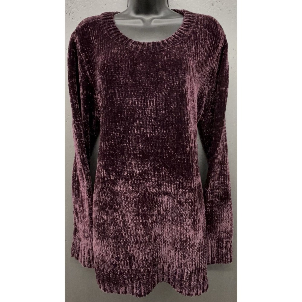 Orvis Chenille Sweater XL Purple Plum Ribbed Relaxed Soft Cozy Quiet Luxury New